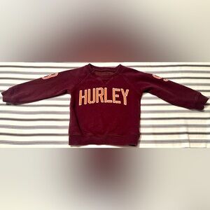 Little Boy’s Sz 3T Hurley Burgundy Thick Sweatshirt with Vibrant Orange Letters